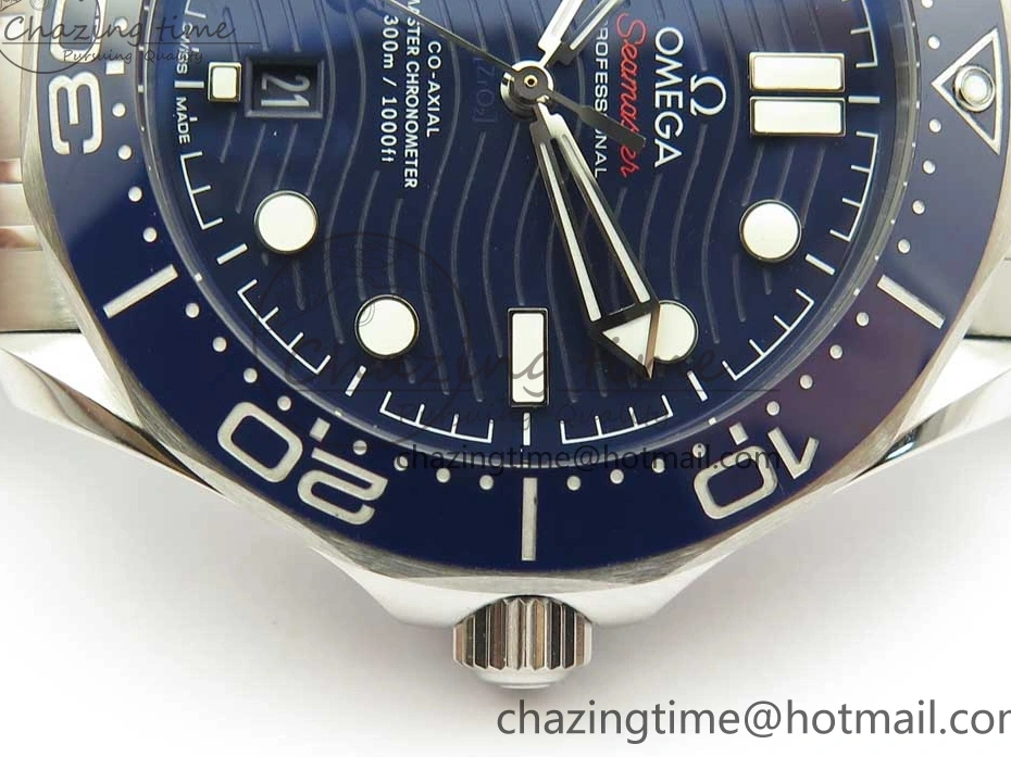 0419 ZeroBulk 2018 Seamaster Diver 300M OMF Best Edition Blue Ceramic Blue Dial on SS Bracelet A8800 (Black Balance Wheel) 7957